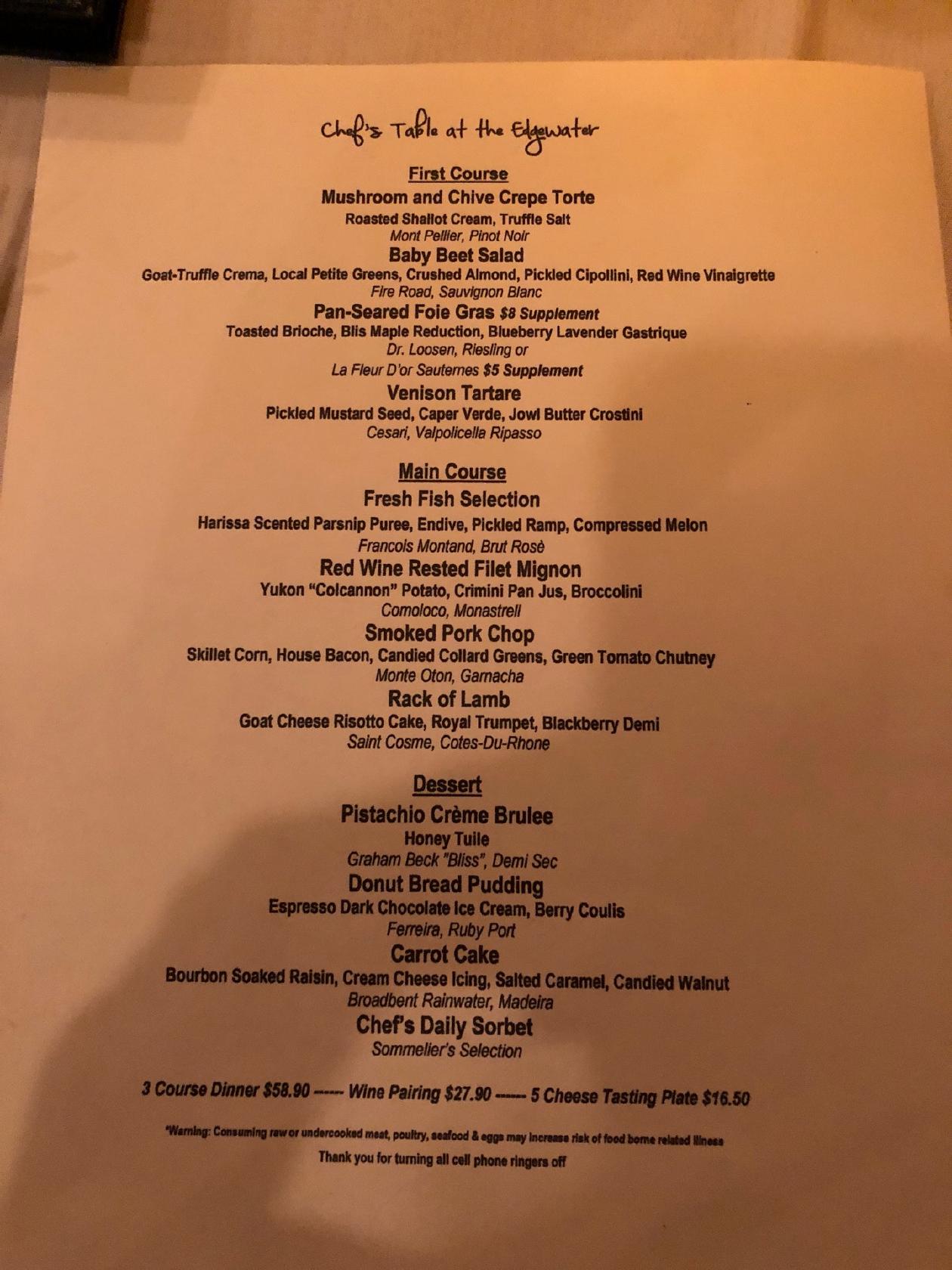 Menu at The Tasting Room pub & bar, Winter Garden, 99 W Plant St