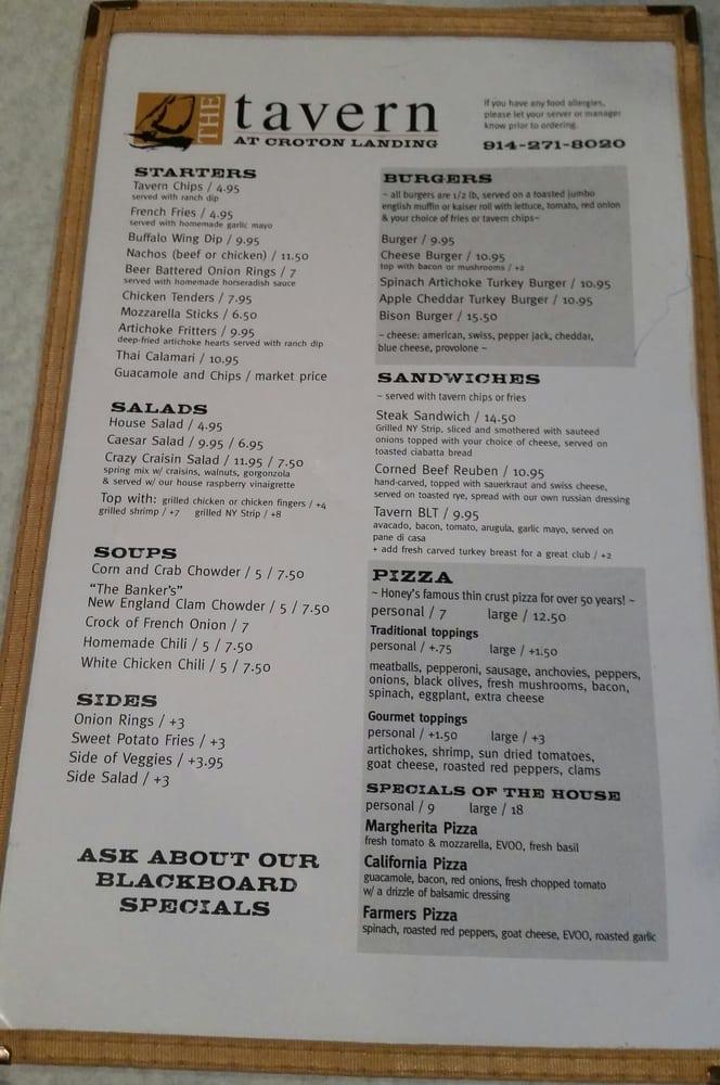 Menu at The Tavern at Croton Landing pub & bar, CrotononHudson