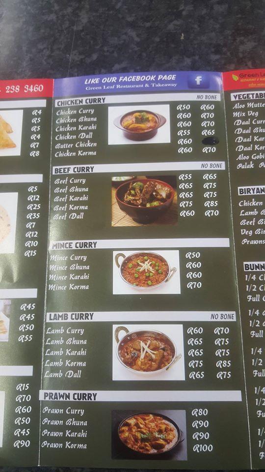 Menu at Green Leaf Restaurant & Takeaway, Cape Town