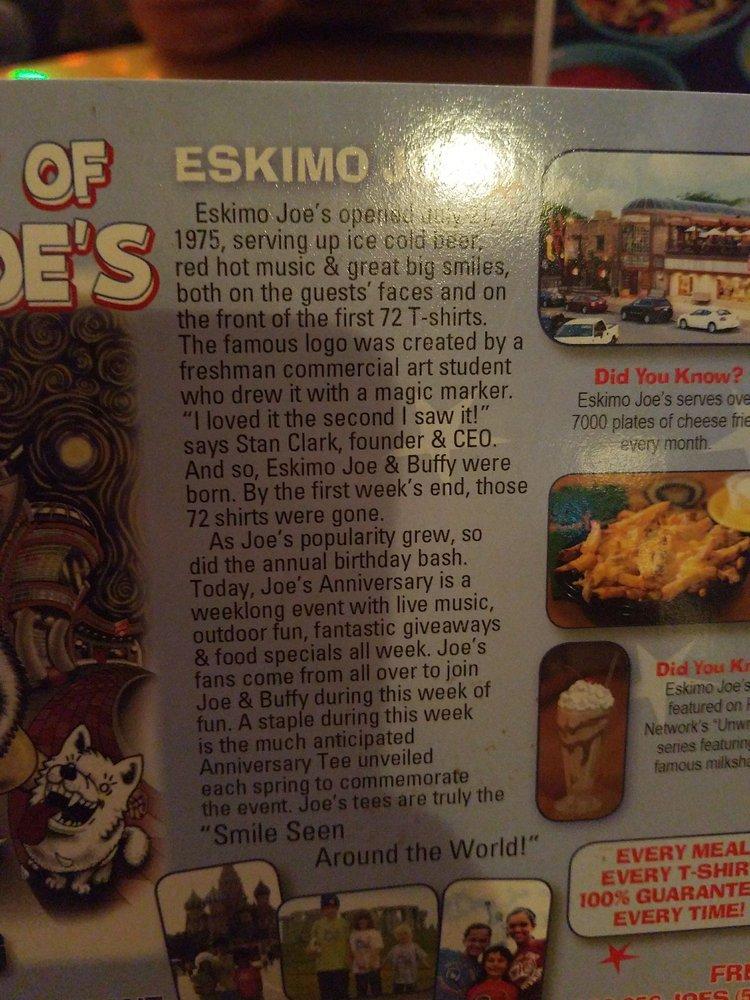 Menu at Eskimo Joe's pub & bar, Stillwater, 501 W Elm Ave