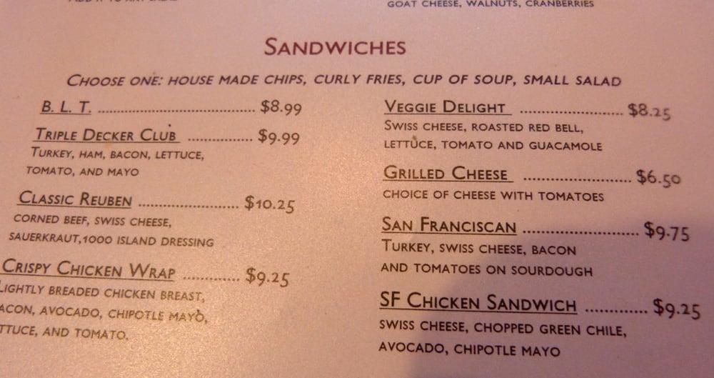 Menu at The Pantry restaurant, Santa Fe
