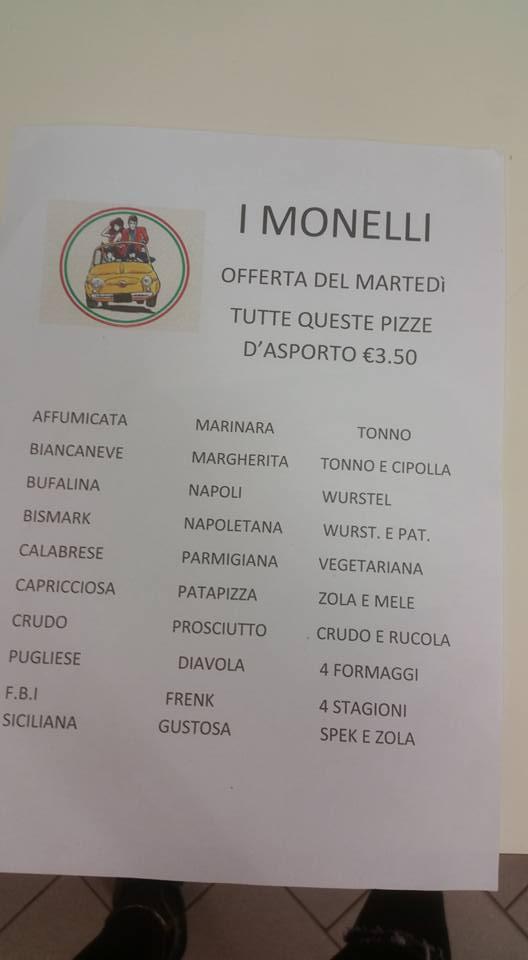 Menu di Pizzeria i monelli breccia 