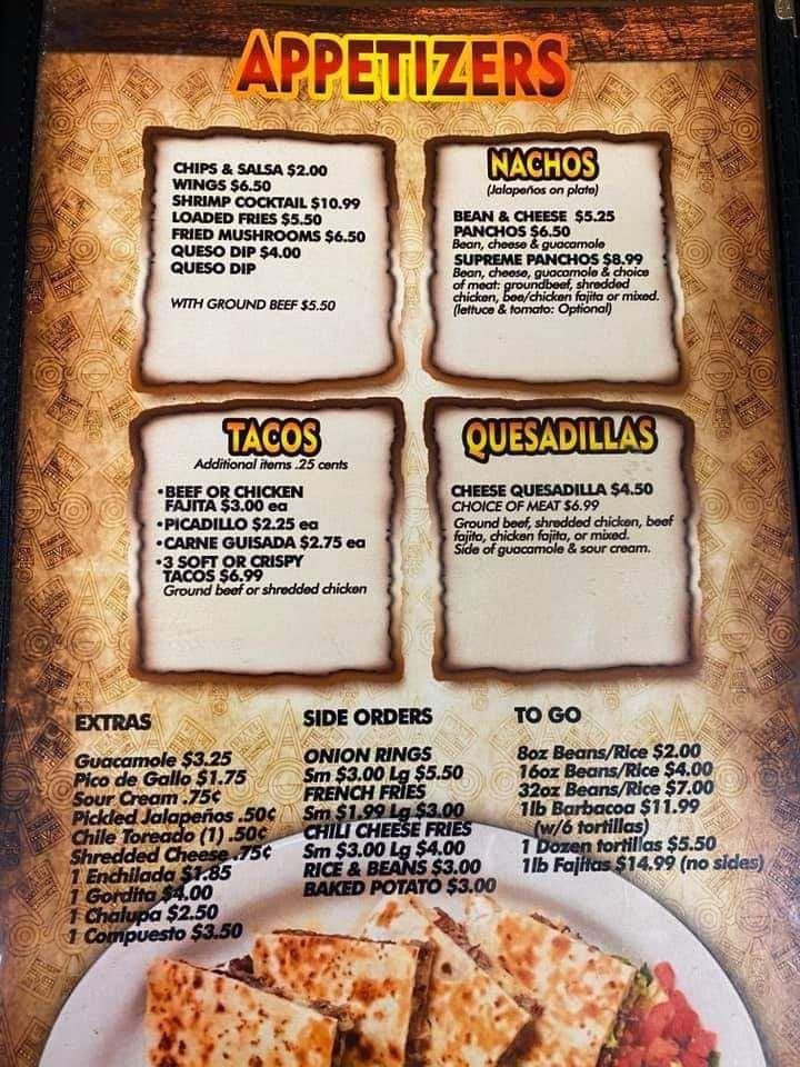 Menu At Millies Mexican Restaurant, Dilley