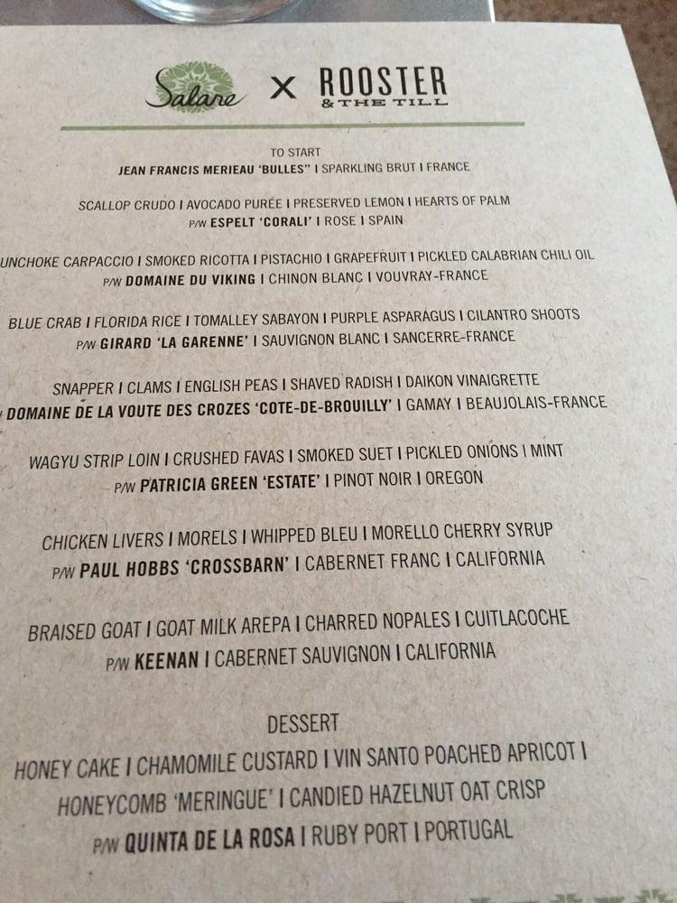 Menu At Rooster The Till Restaurant Tampa