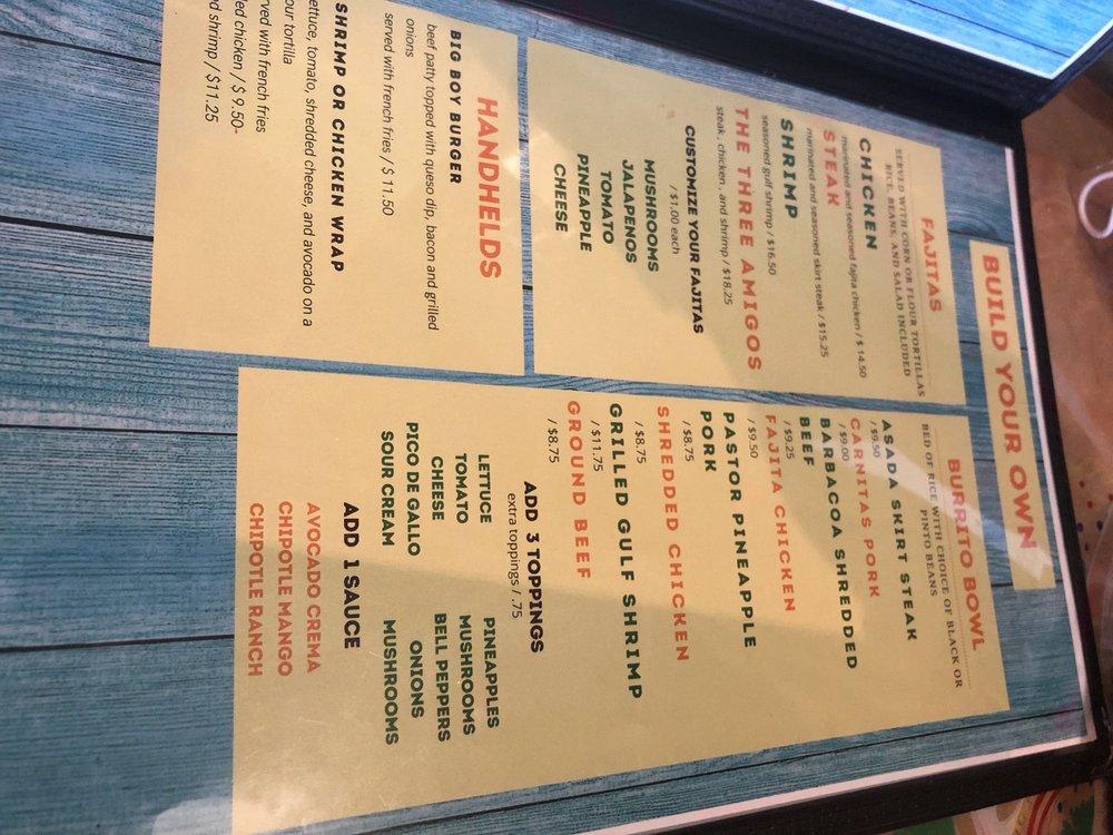 Menu at CoCo's Mexican Grill restaurant, Raceland