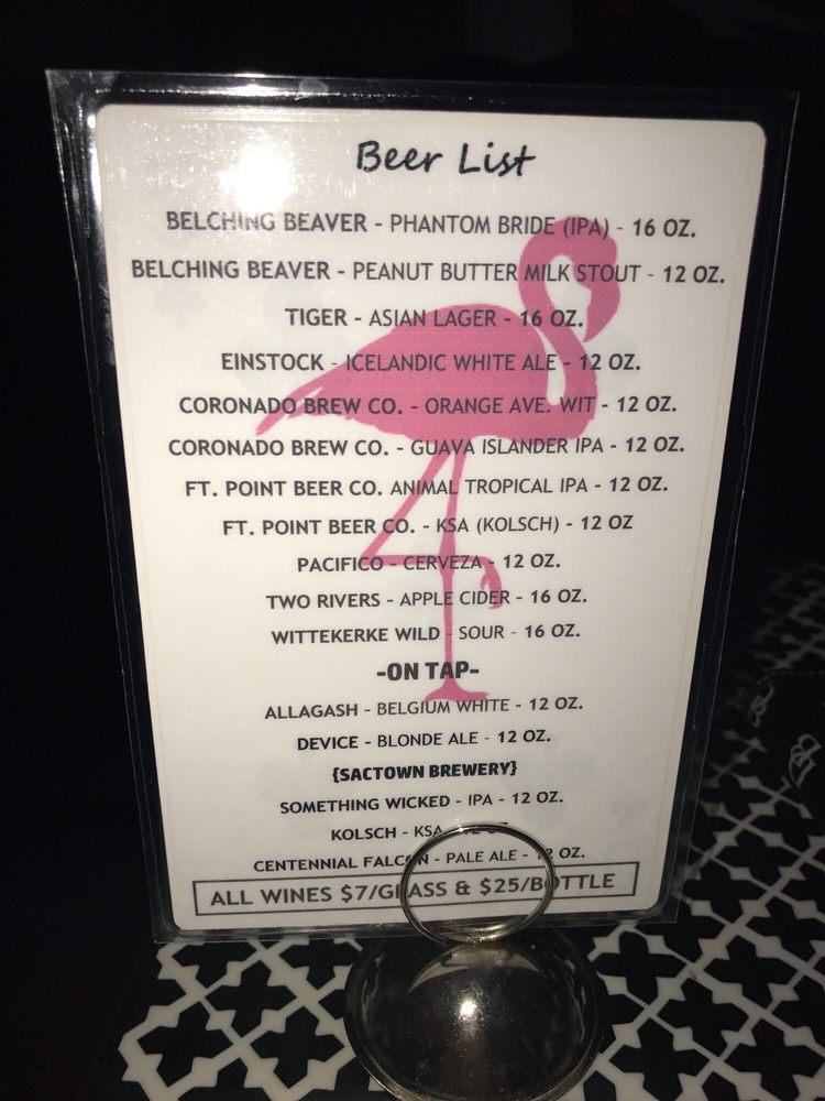Menu at The Flamingo House Social Club, Sacramento