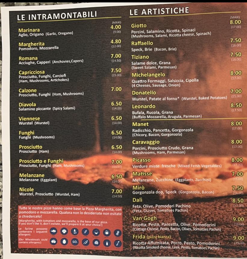 Menu Da Giotto Pizza Pizzeria Cordenons