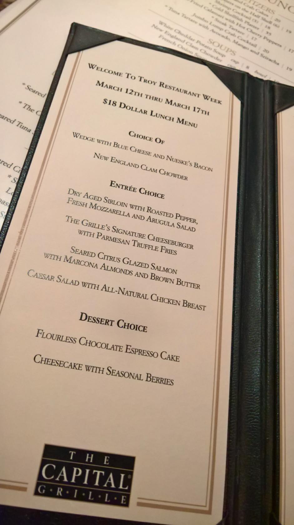 Menu at The Capital Grille pub & bar, Troy