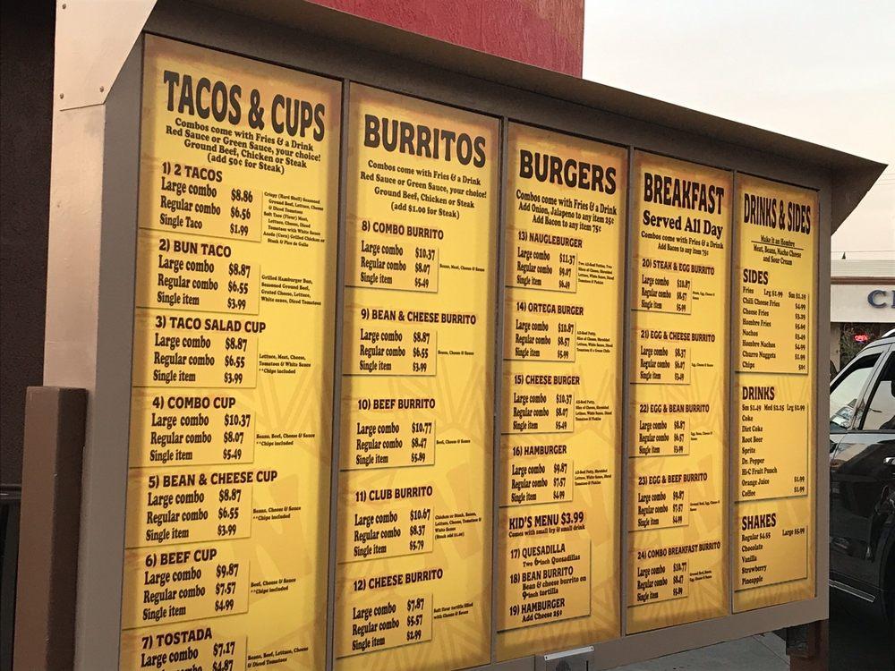 Menu At Naugles Tacos & Burgers Restaurant, Stanton