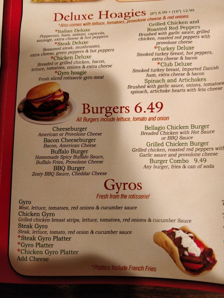 Menu at Pizza Bellagio pizzeria, Pittsburgh, Centre Ave