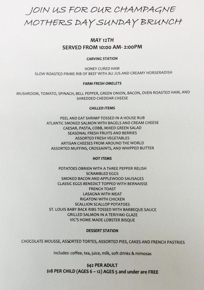 Menu at Vic Stewart's pub & bar, Brentwood