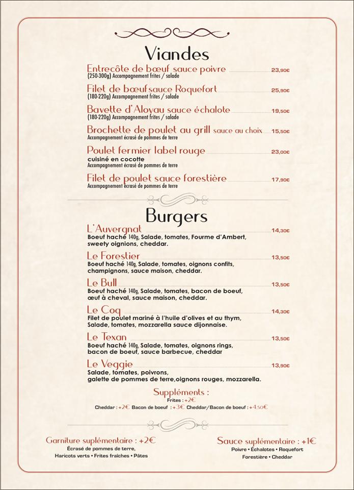 Menu de O’loft restaurant/ bar a desserts