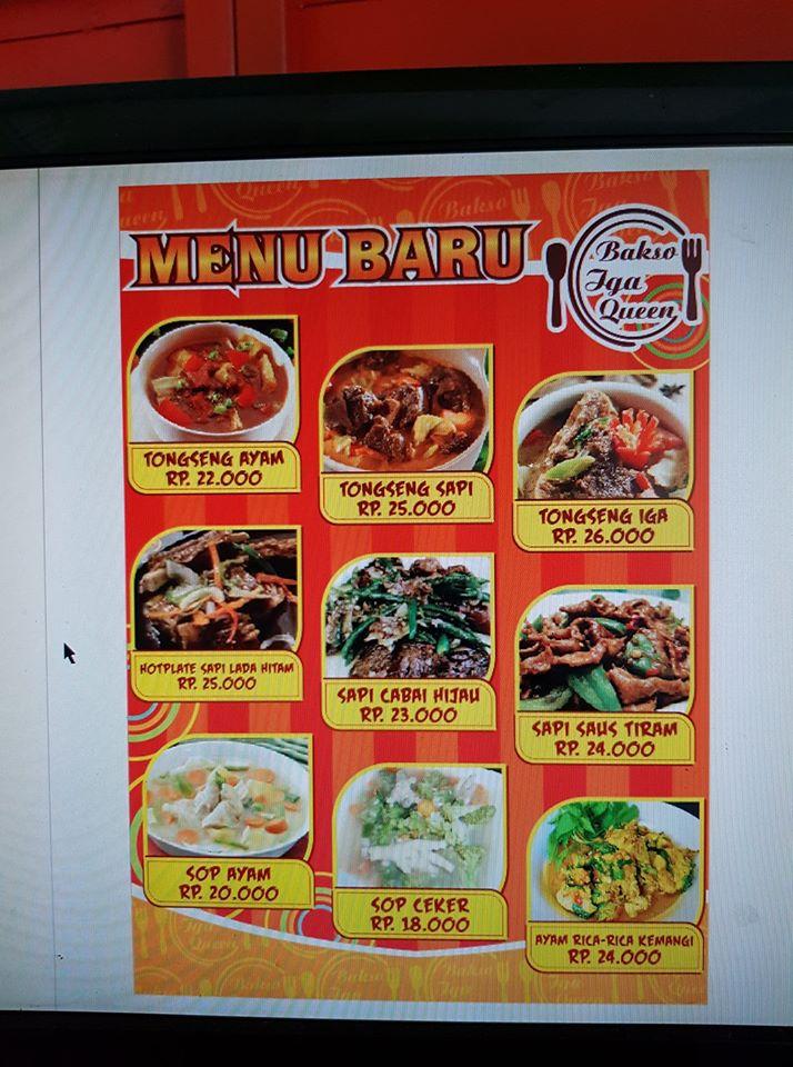 Carta del restaurante Bakso Iga Queen, Kwadungan Jurang