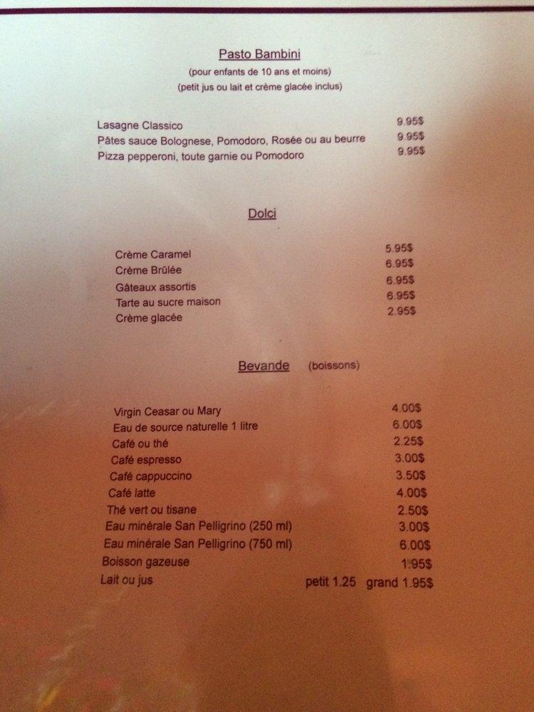 Menu at Restaurant Finocchio, SainteMarthesurleLac
