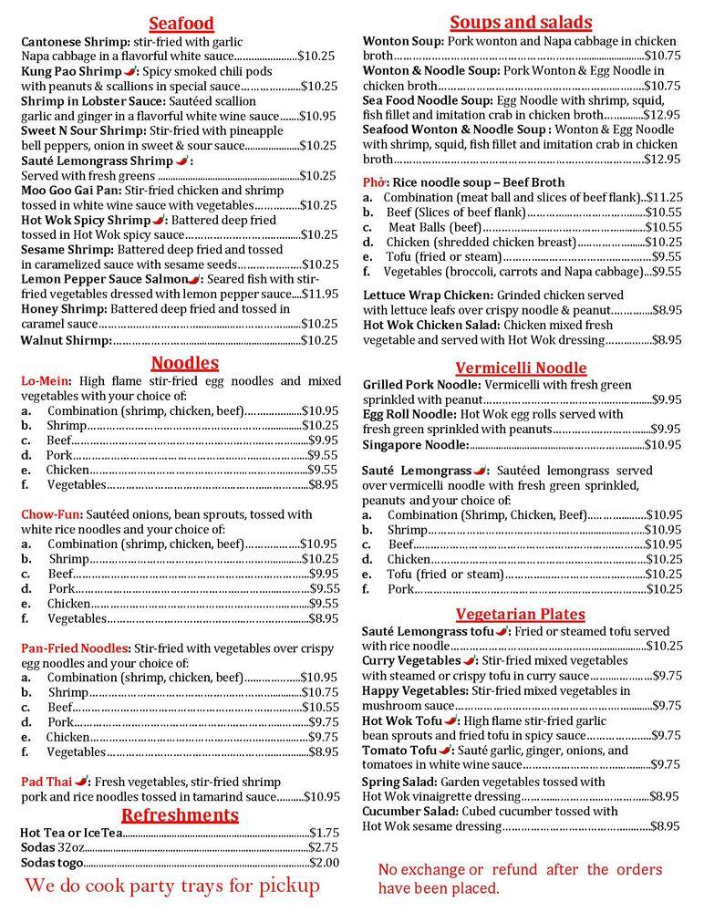 Menu at Hot Wok Asian Bistro restaurant, Tucson, E Golf Links Rd # 119