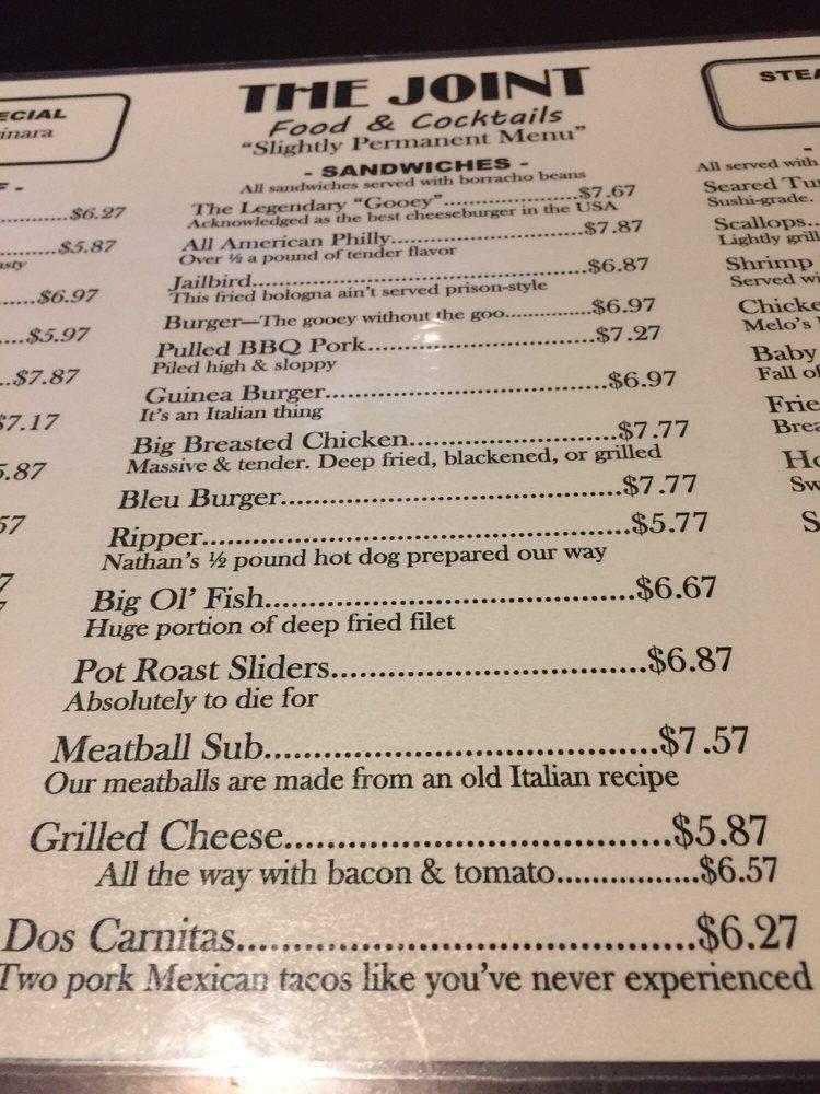 Menu at The Joint St. Pete pub & bar, Saint Petersburg