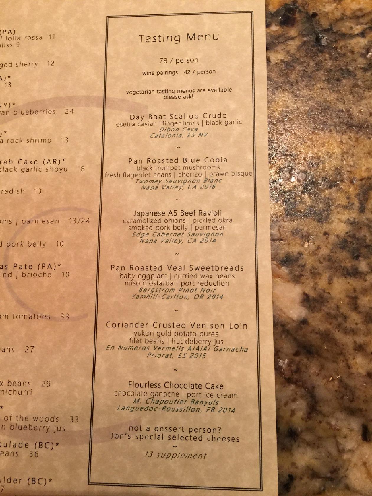 Menu at Clarity pub & bar, Vienna