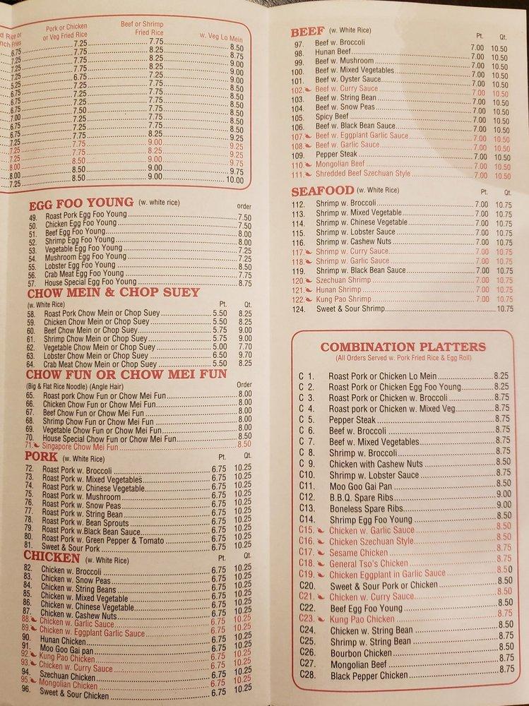 Menu at Garden City restaurant, New York City