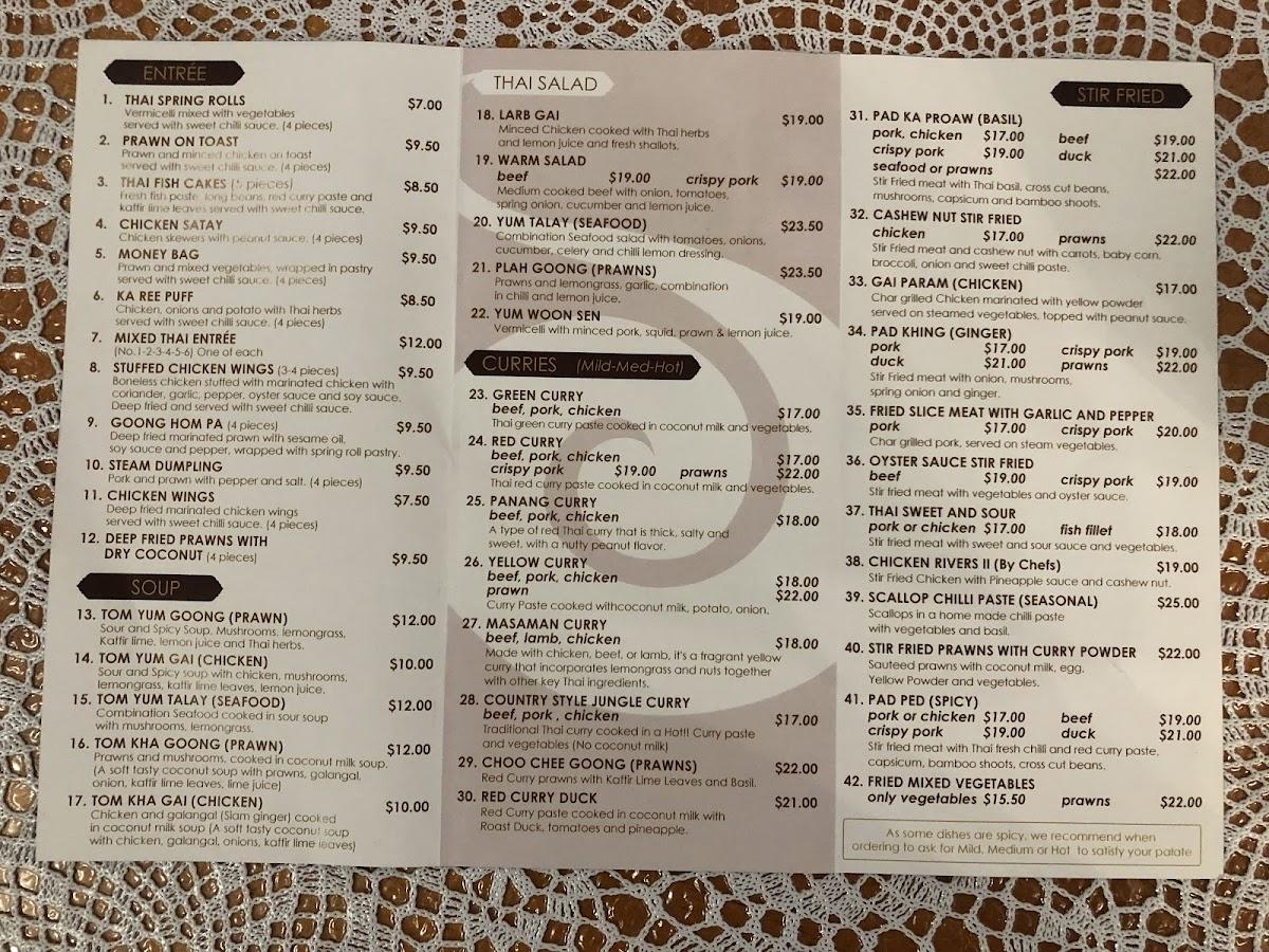 Menu at Jasmines Thai Restaurant Otorohanga, Otorohanga