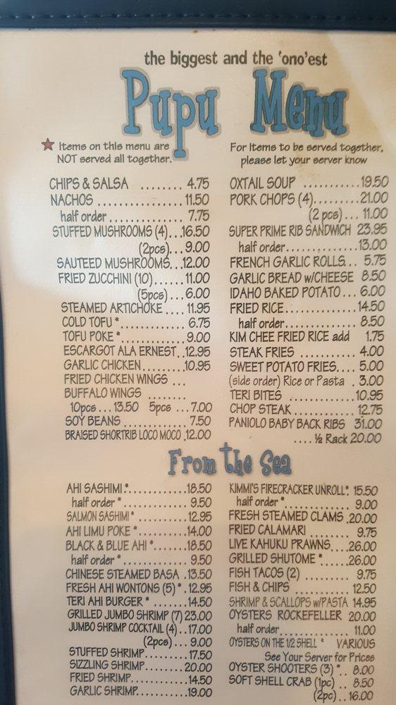 Menu at Chart House Waikiki steakhouse, Honolulu