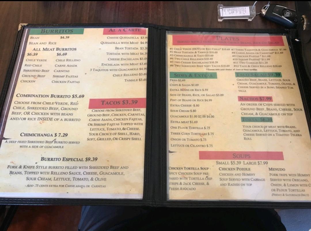 Menu at Consuelo's Home Style Mexican Food restaurant, Banning