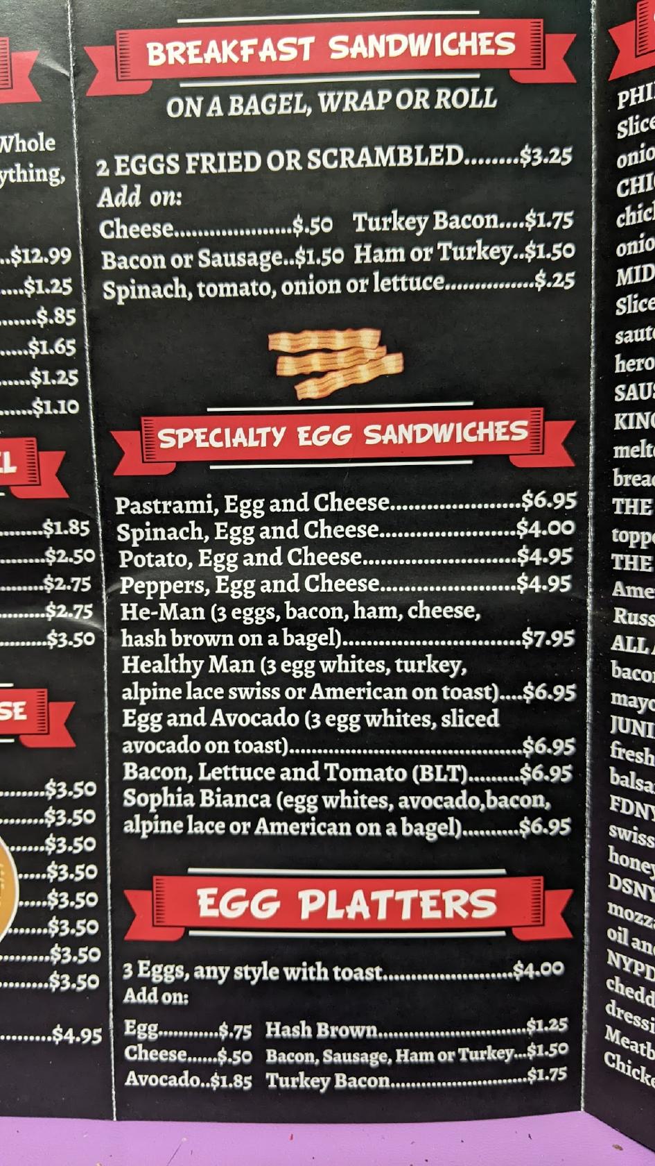 Menu at Middle Village Bagels, New York City, 7916 Eliot Ave