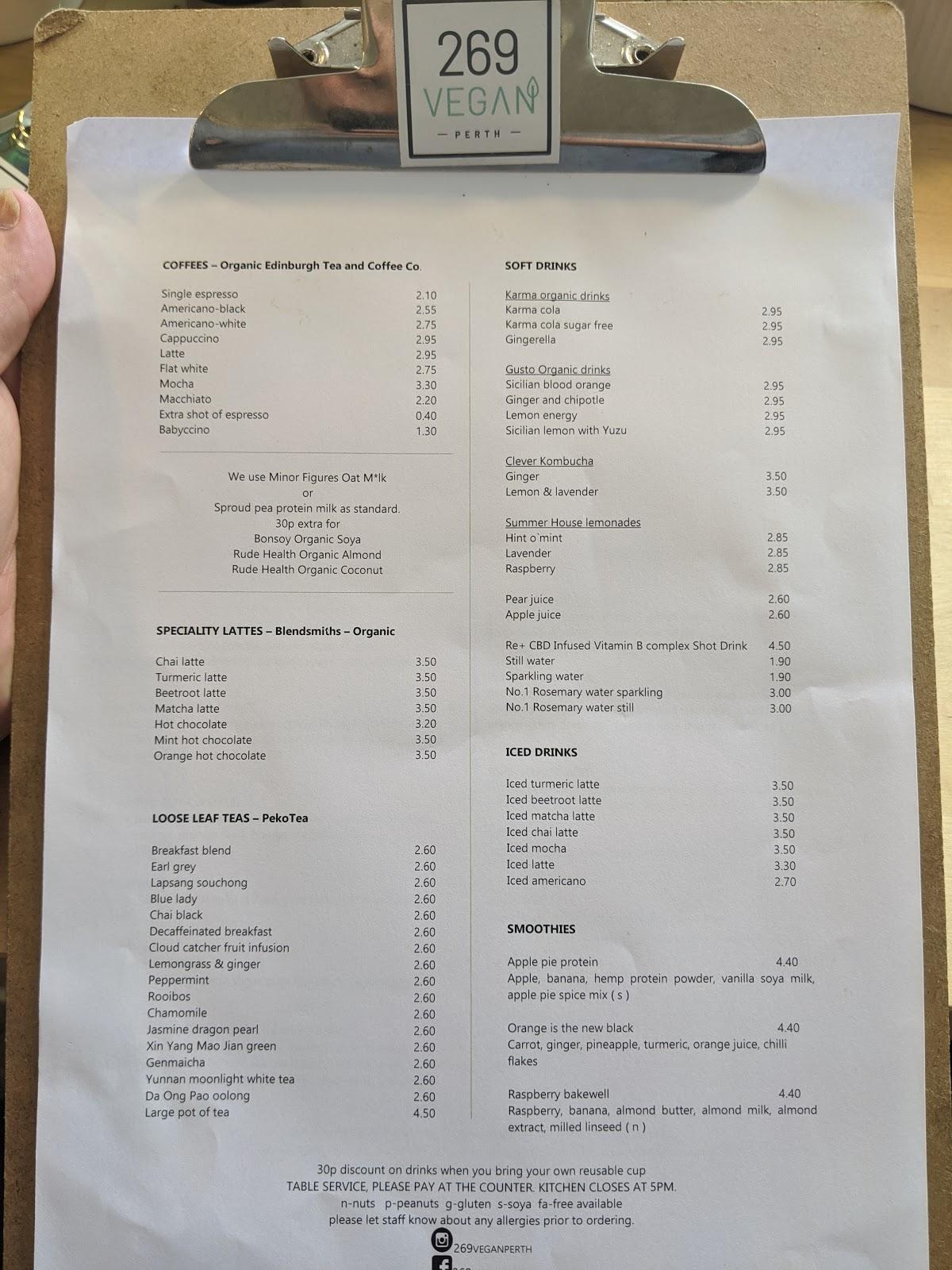 Menu at 269 Vegan Baking Section restaurant, Perth
