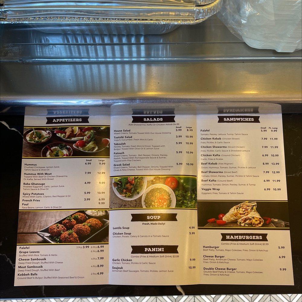 Menu at Pita House restaurant, Los Angeles