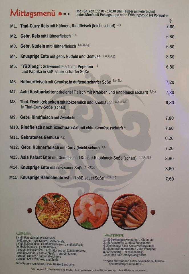 Menu At Restauran Asia Palast Restaurant Laichingen