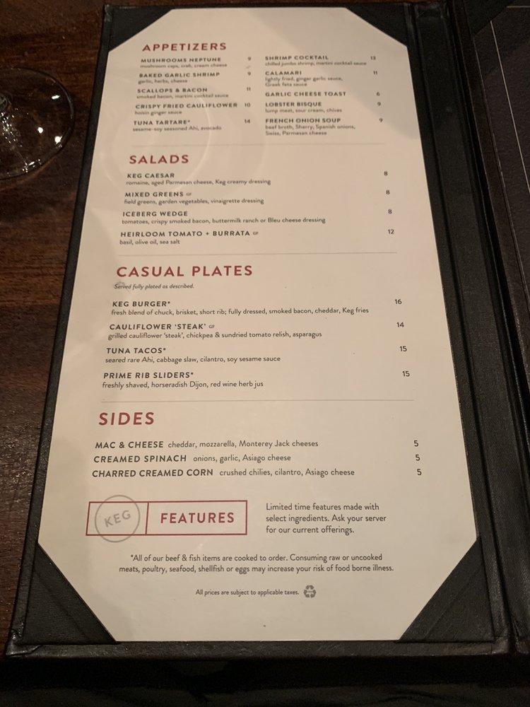 Menu at The Keg Steakhouse + Bar - Chandler, Chandler