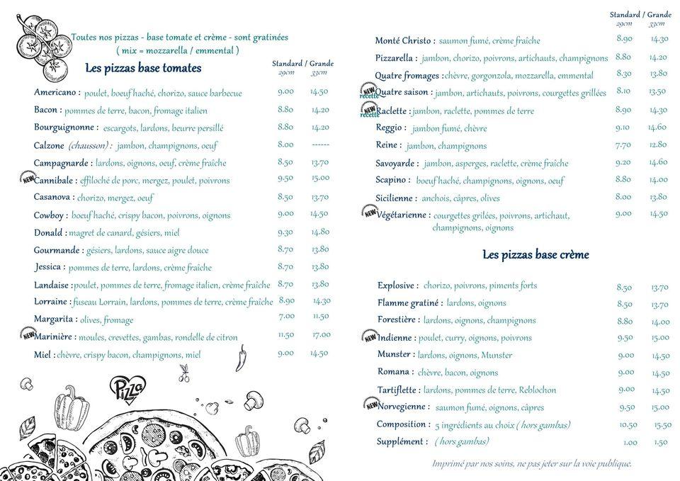 Menu at Pizzeria Tony, Château-Salins