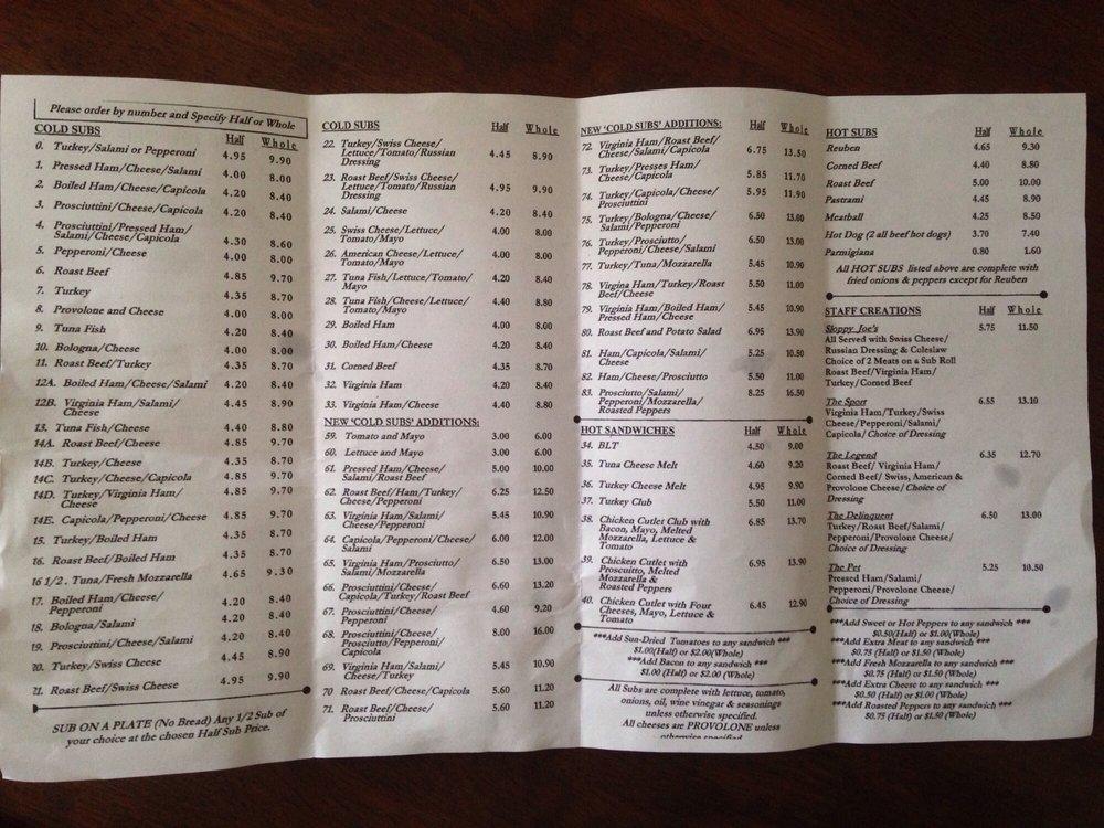 Menu at Mr. Sub of Union fast food, Union, 406 Chestnut St