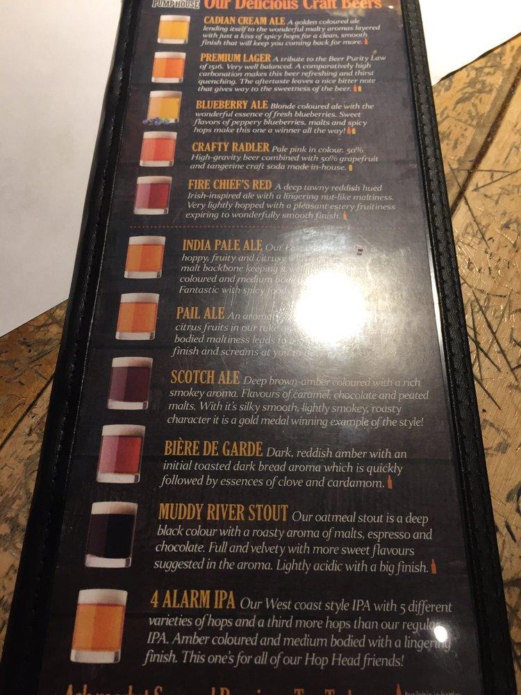 Menu at Pump House Brewpub & Restaurant, Moncton