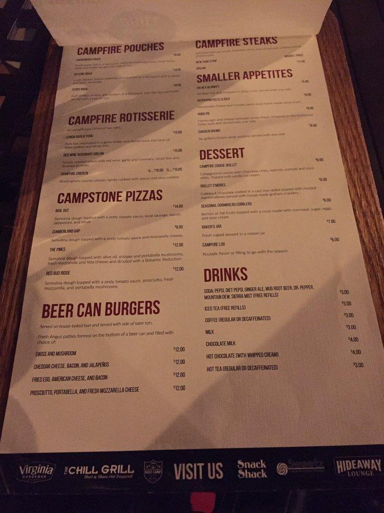 Menu at Campfire Grill restaurant, Massanutten, Delwebb Dr
