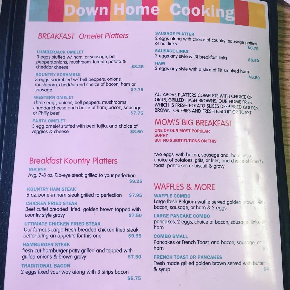 Menu at Mom's Country Kitchen restaurant, Houston, Aldine Westfield Rd