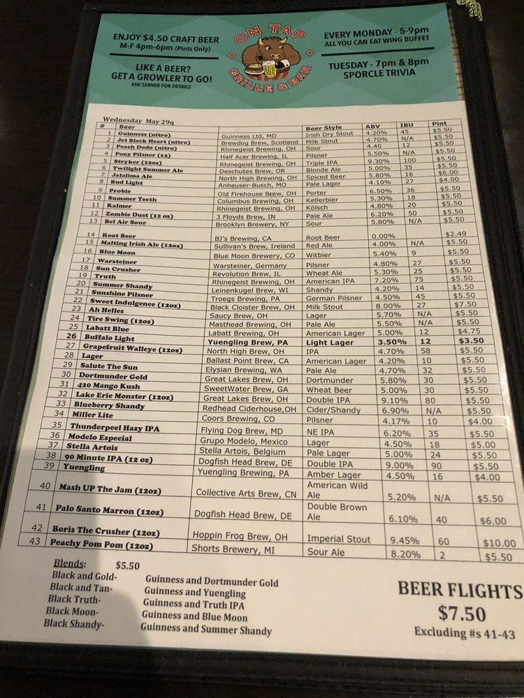 Menu at On Tap Medina pub & bar, Medina