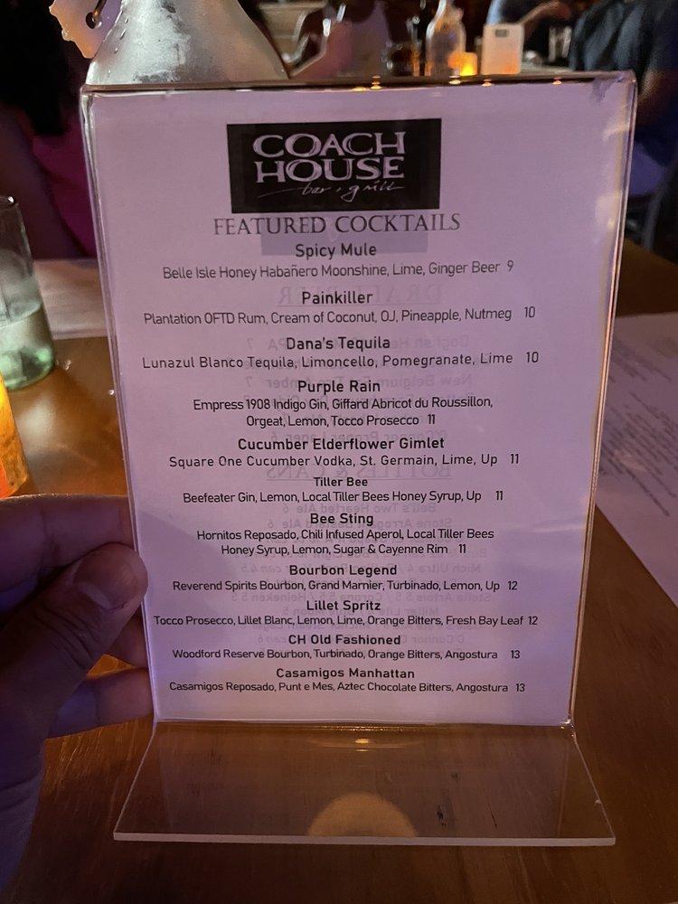 Menu at Coach House Bar & Grill, Norfolk