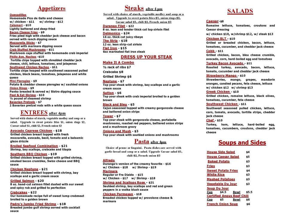 Menu at The Ironstone restaurant, Boyertown