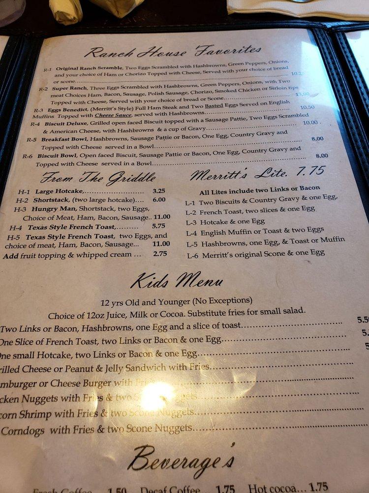 Menu at Merritt's Family Restaurant, Boise