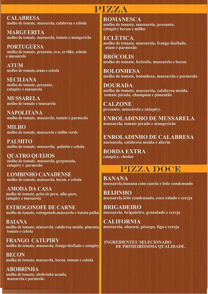 Pizzaria Dourada cardápio