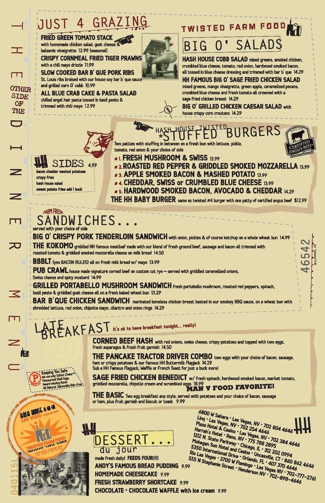 Menu at Hash House A Go Go - Henderson restaurant, Henderson, 555 N ...