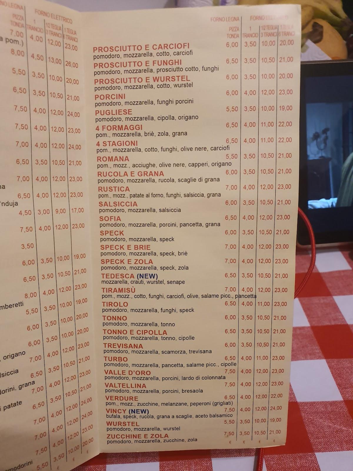 Menu Da Il Veliero Pizzeria Da Asporto Giussano, Giussano