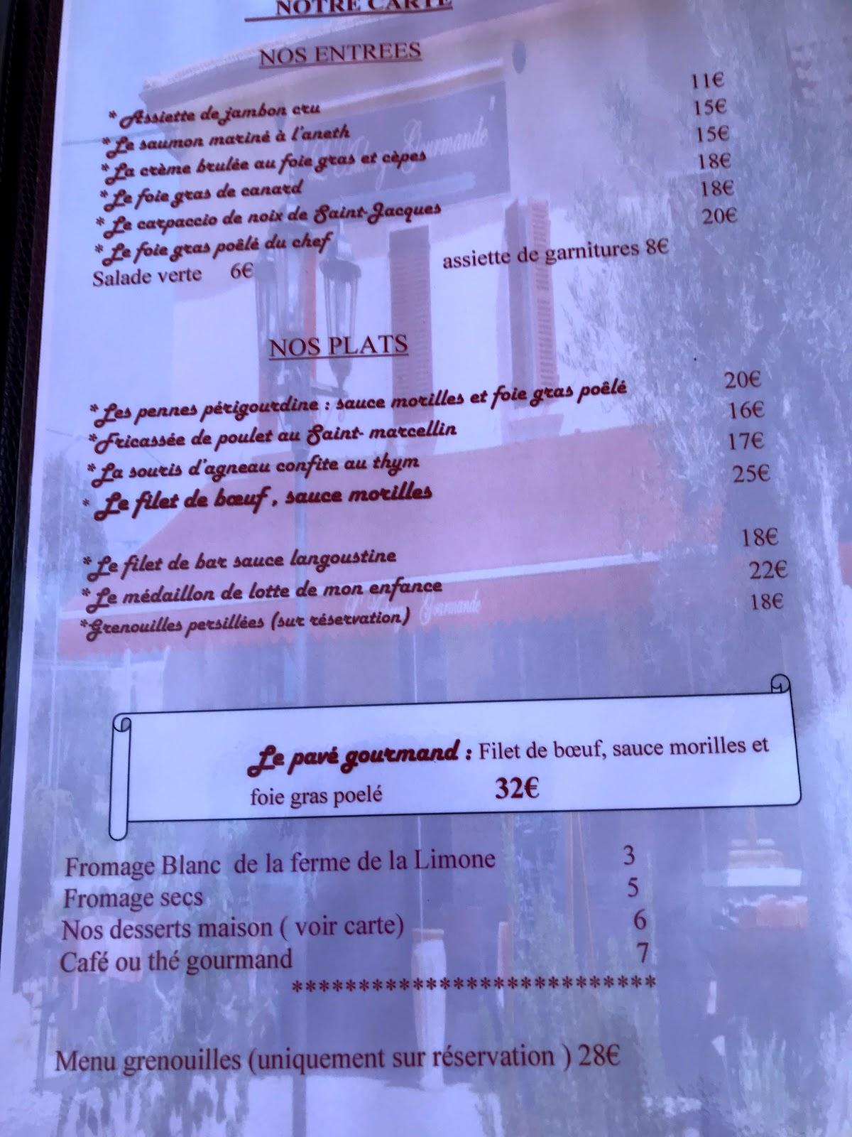 Menu At L Auberge Gourmande Restaurant Primarette