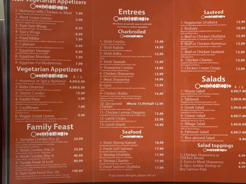 Menu at yum yum kabob restaurant, North Richland Hills