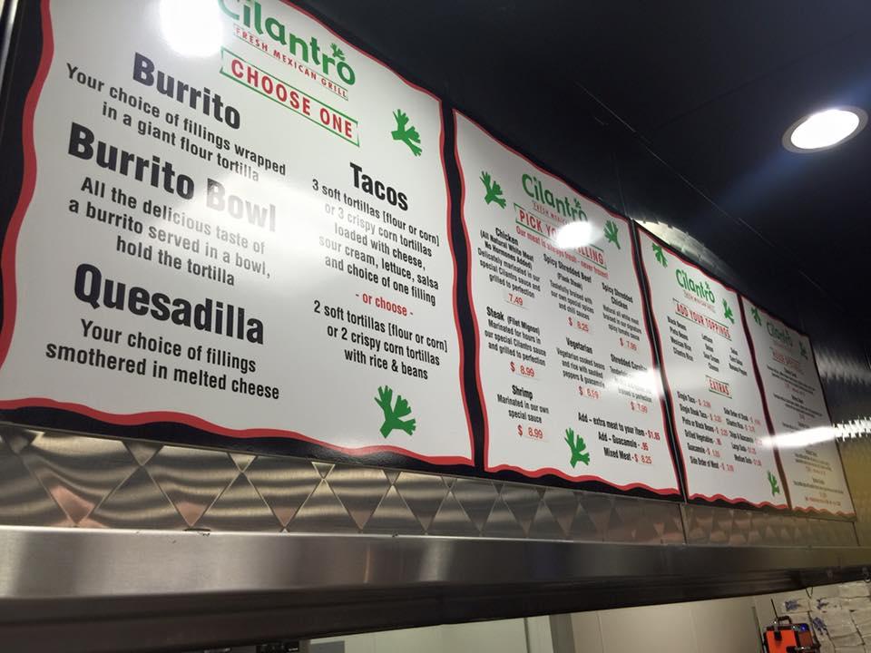 Menu at Cilantro Fresh Mexican Grill restaurant, Los Angeles, 800 N