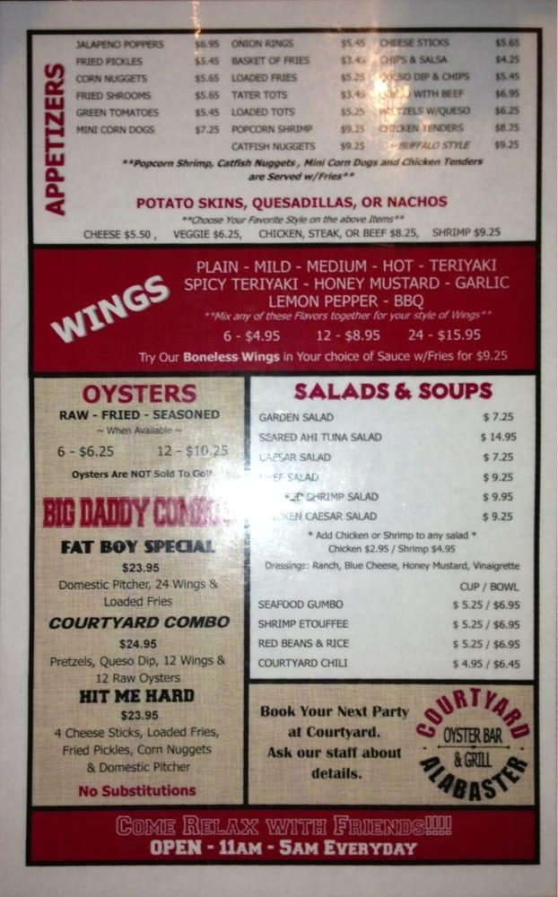 Menu at Courtyard Oyster Bar & Grill, Alabaster