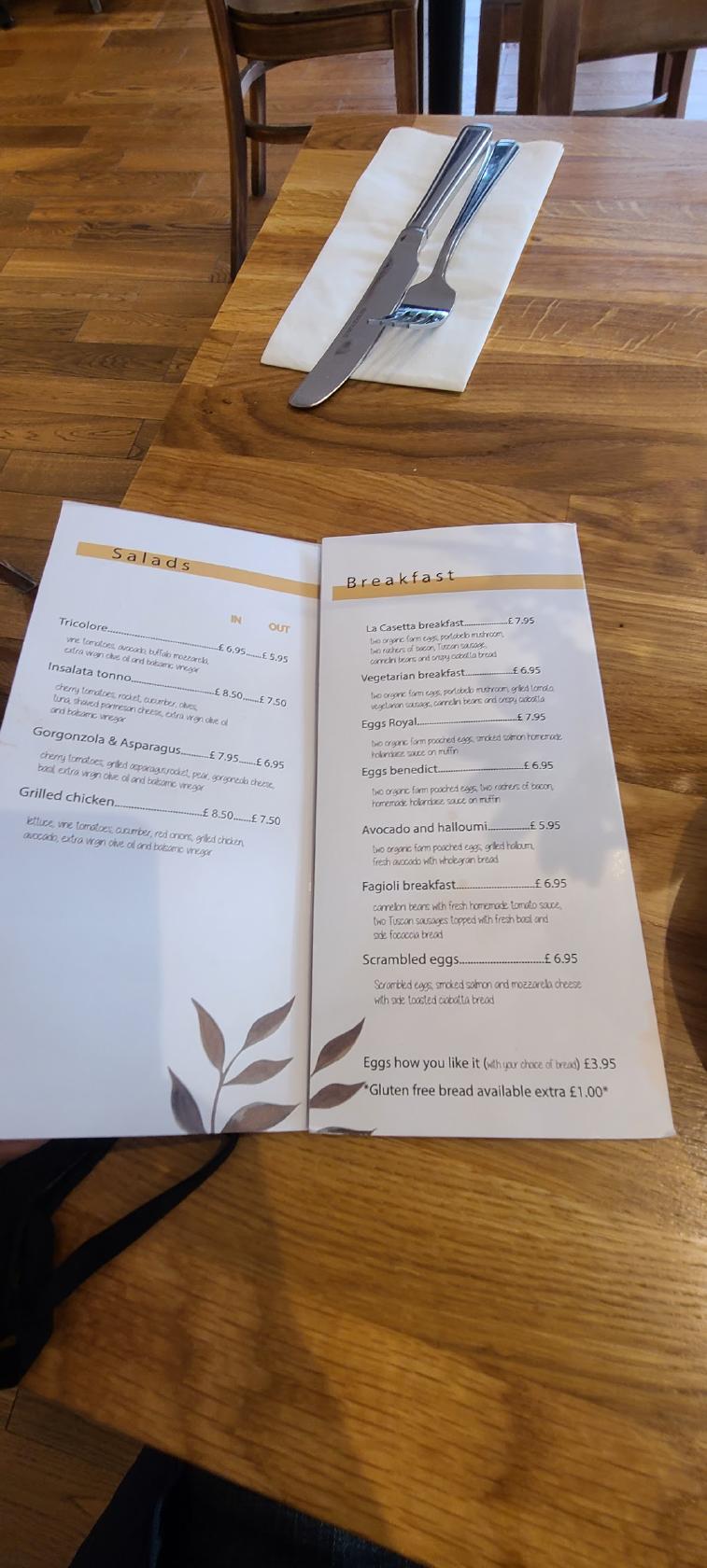 Menu At La Casetta Cafe Twickenham