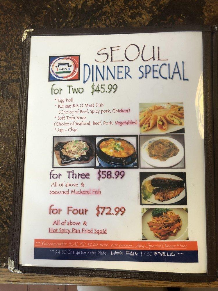 Menu at Seoul Garden Olympia restaurant, Olympia