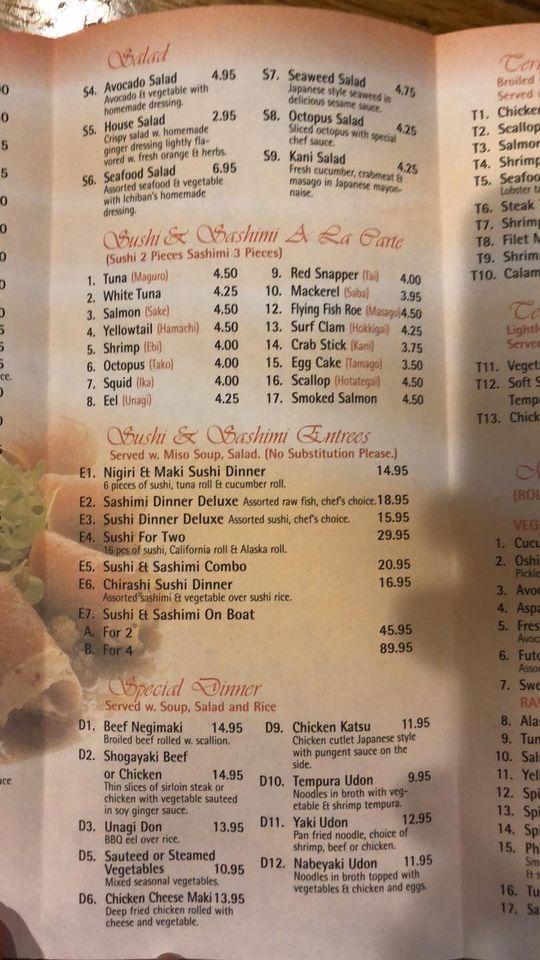 Menu at Wasabi Steak house restaurant, Cumberland