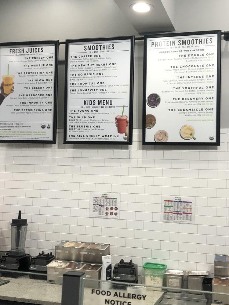 Menu at Clean Juice restaurant, Fishers